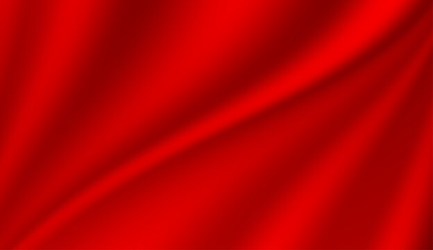 Abstract background, elegant red fabric or liquid waves or folds of satin silk background. Red silk cloth.