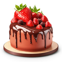 A strawberry chocolate cake with chocolate frosting on a plate Generated by AI