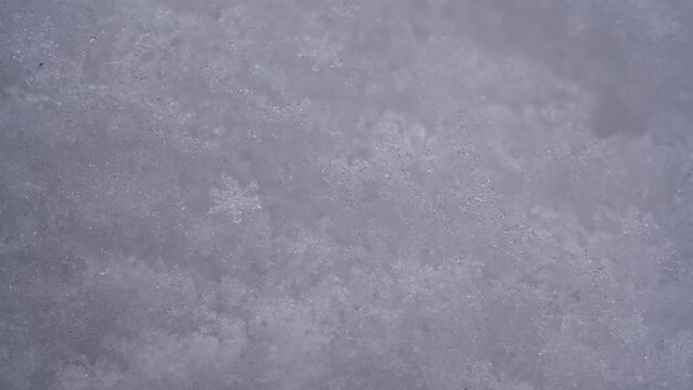 マクロ映像：冬のキラキラした雪	
