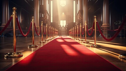 Red carpet between rope barriers in the party