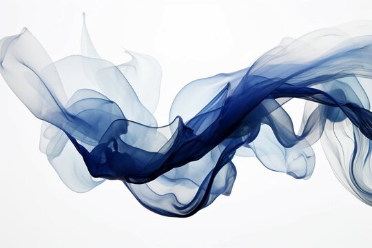 Captivating Abstract Shapes in Mysterious Deep Indigo and Midnight Blue on white background.