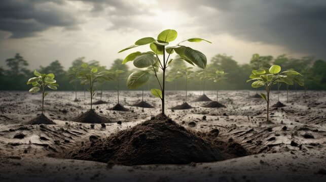 Trees are growing with money and fertile soil as a financial and investment idea.