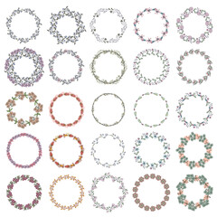 Vector set of floral frames. Realistic plants.