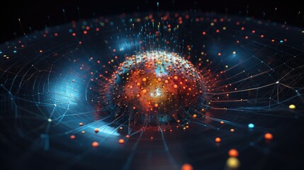 Obraz premium Spatial data complexity representation. Big data sphere concept visualization. Analytics abstract concept. Graphic background.