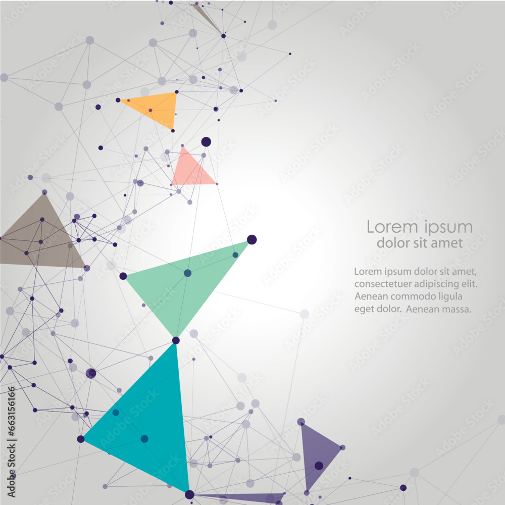 Aufkleber Abstract pattern on colorful backdrop. Global communication network. Business network concept. Vector line illustration and technology cover