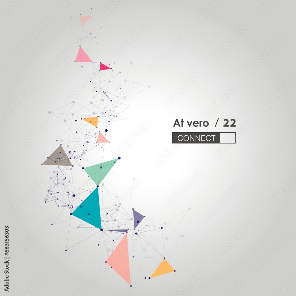 Aufkleber Abstract pattern on colorful backdrop. Global communication network. Business network concept. Vector line illustration and technology cover