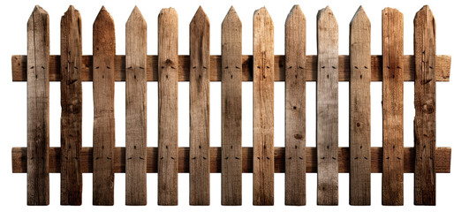 A fence Brown wooden illustration isolated on white transparent background, PNG
