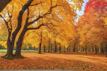 Already yellowed maple leaves in late autumn, forest in late autumn, yellow leaves in water in the rain, late autumn background