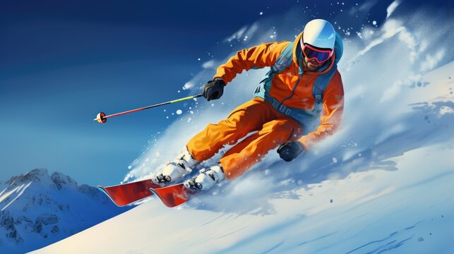 Ski sport graphic for use as a template for flyer or for use in web design.