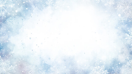 Fototapeta premium white background, snow blurred, snowflakes empty copy space, blank winter christmas letter postcard design