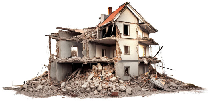 Demolished house illustration transparent isolated on white background cutout. PNG file ,artwork graphic design