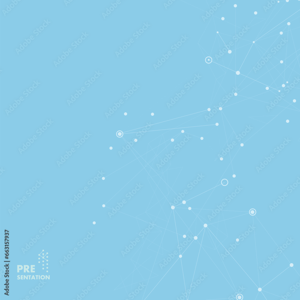 Aufkleber Abstract polygonal design with connecting dots and lines. Network science background