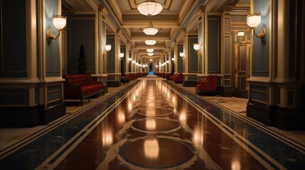 Fototapeta na wymiar A luxurious 5 star hotel corridor.