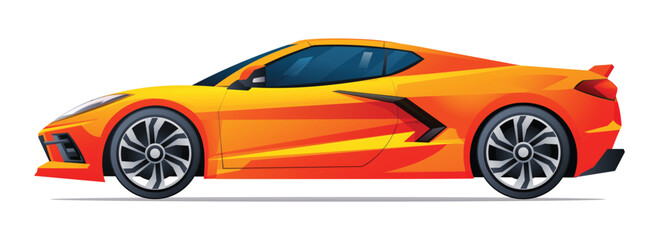 Car vector illustration. Sports car side view isolated on white background