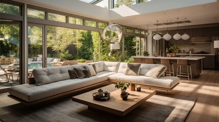 modern home remodel that incorporates smart windows and adaptive lighting to optimize natural light throughout the day