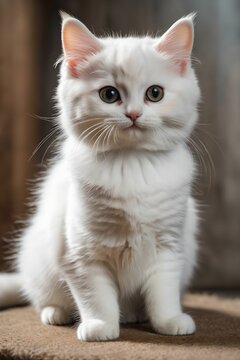 A picture of a cute white kitten.the sitting figure of a cat. Generative AI