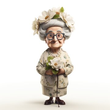A caricature old grandmother, AI Generative