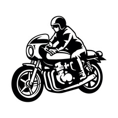 Fototapeta premium Motorcycle and Biker Silhouette Illustration Vector