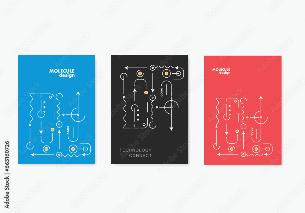 Poster abstract geometric shapes on cover brochures. technological background. vector creative design