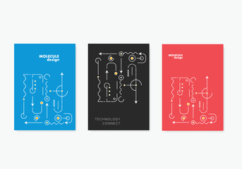 Abstract geometric shapes on cover brochures. Technological background. Vector creative design
