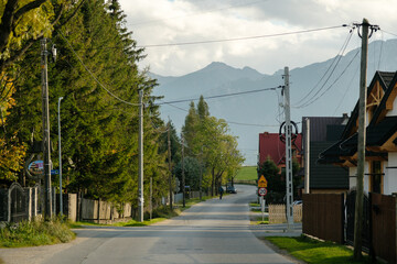 A street in Ząb, a village near Zakopane, Poland - obrazy, fototapety, plakaty