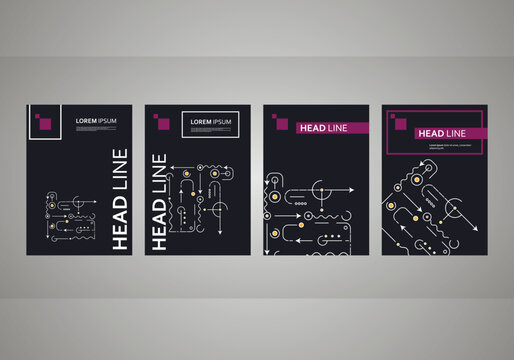 Abstract art processor technical system. Modern technology background. Circuit board coner brochure. Vector illustration