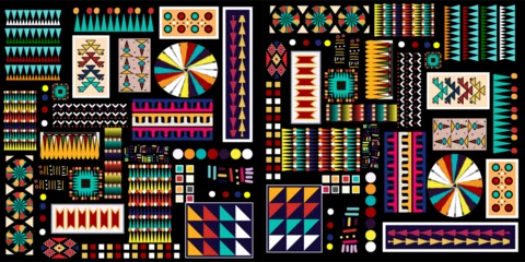 Fotobehang Stunning geometric background.contemporary tribal style seamless pattern.pattern ethnic graphic design print.Henna Mandala.Tribal African Inspired Pattern.carpet,wallpaper,wrapping,embroidery style © อิทธิพล สิทธิแพทย์