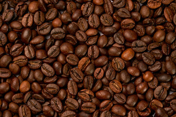 Black coffee and coffee beans on white background