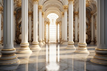 Fototapeta premium Gold and white luxury pillars.