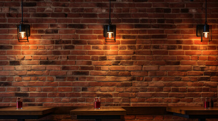 Red brick wall restaurant light