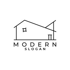 Home architecture logo with modern line style vector illustration minimalist design. Modern building architectural logo line