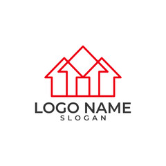 Minimalist Modern House Real Estate Group Logo Design Line Vector Template