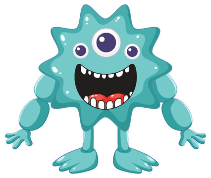 Adorable Spiky Blue Alien Monster Cartoon Character