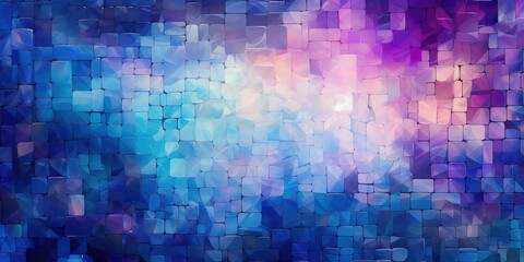 Digital blue and purple mosaic square abstract graphic poster