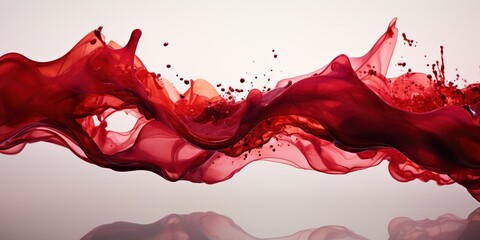 Flowing velvet red wine splash frozen in an abstract futuristic texture isolated on a transparent background