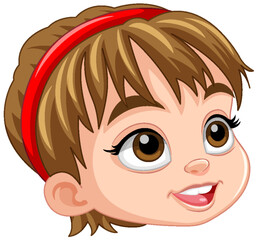 Cute girl face cartoon wearing hair band isolated