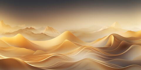 Gold mountain wallpaper design with landscape line arts, Golden luxury background design for cover, invitation background, packaging design, wall arts, fabric, and print - obrazy, fototapety, plakaty