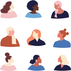 set of different female avatars