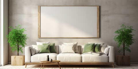 Mock up poster frame in modern interior background, living room, Scandinavian style
