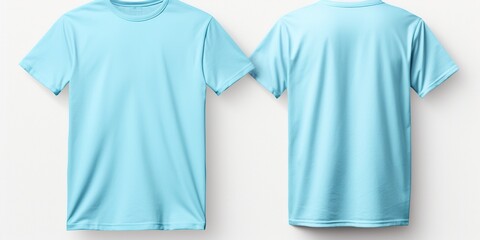 Plain light blue t - shirt mockup template, with view, front and back, isolated on transparent background