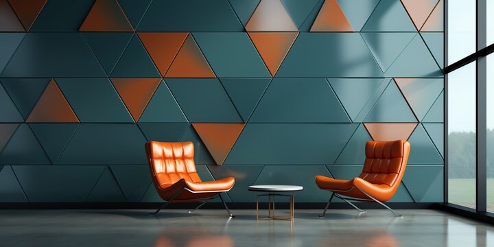 Polished, Semigloss Wall background with tiles. Triangular, tile Wallpaper