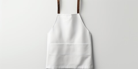 White blank apron, apron mockup on white background.