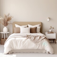 Bedroom Minimalist Table White Beige Aston Cream Palette Interior