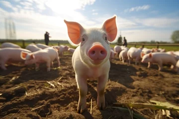 Fotobehang One pig on a farm. © visoot