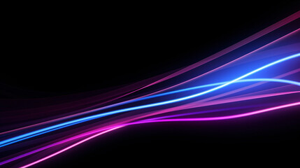 abstract neon background with ascending pink and blue glowing lines. Fantastic wallpaper with colorful laser rays - ai