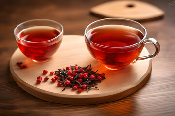 Omija tea with Schizandra on chopping board