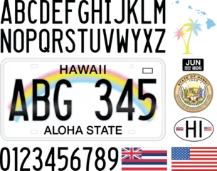 Fototapeten Hawaii US State car license plate, letters, numbers and symbols, vector illustration, USA © frizio