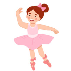 Illustration of a cute girl dancing ballet