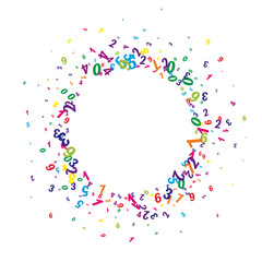 Falling colorful numbers. Math study concept with