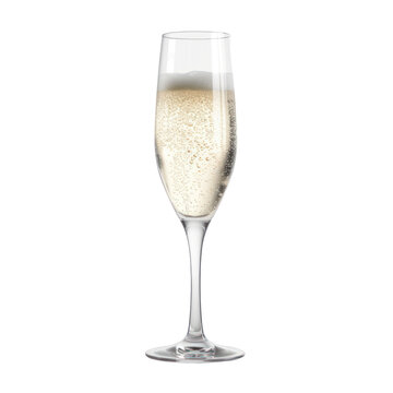 Glass of champagne,champagne flute for party isolated on transparent background,transparency 